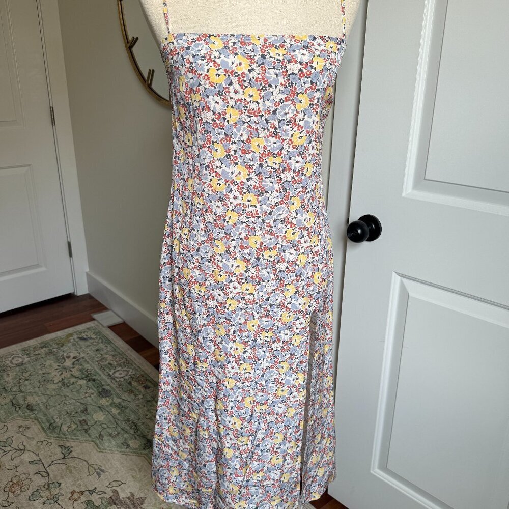 Reformation Silk Floral Midi Dress Size Small Bias Cut Slip Spaghetti Strap - Picture 2 of 9